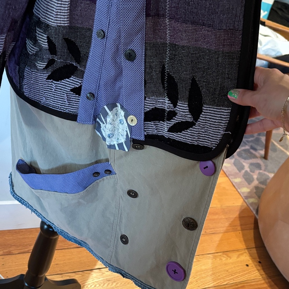 Patchwork Jacket With Purple And Black Accents - image 2